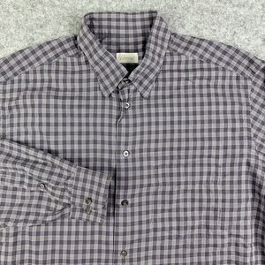 Brioni Shirt Mens 2XL Purple Gray Plaid Long Sleeve Button Luxury Made in Italy